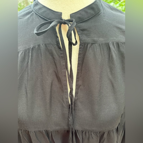 H&M Boho Tie Neck Blouse Bell Sleeve Ruffle Size 10 - Picture 3 of 5